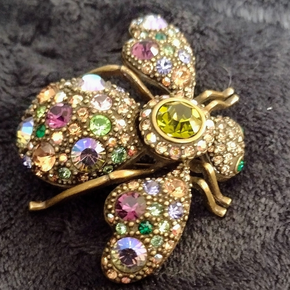 NIB RARE Vintage Joan Rivers Large Prismatic Bug Brooch with Swarovski Crystals - Picture 2 of 7